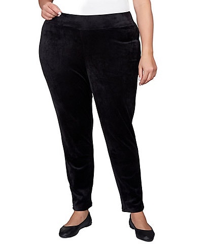 Ruby Rd. Plus Size Velour Pull-On Wide Waistband Pants