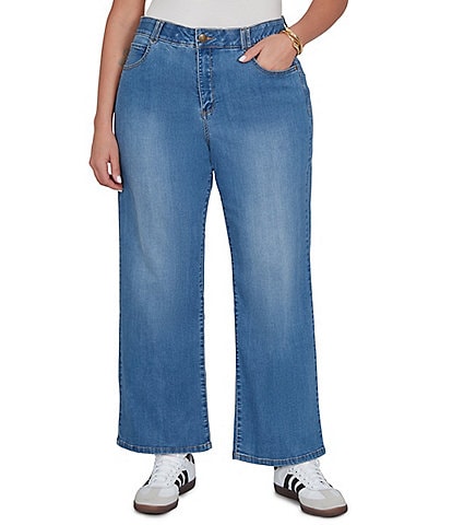 Ruby Rd. Plus Size Wide Leg Pull-On Denim Jeans