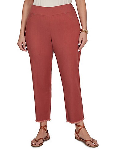 Ruby Rd. Relaxed Fringe Hem Pull-On Ankle Denim Pant