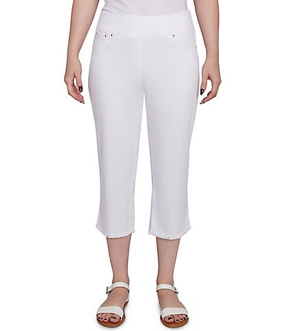 Ruby Rd. Relaxed Fringe Hem Pull-On Denim Pants