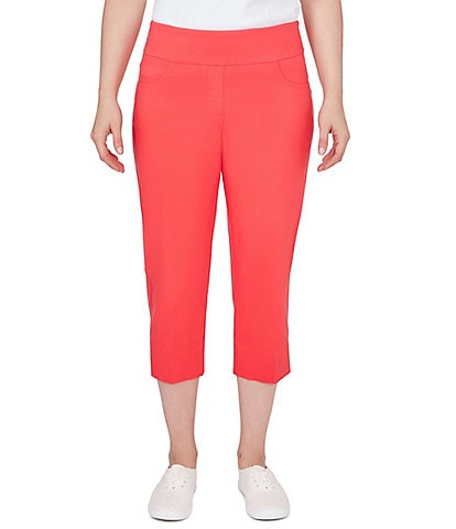 HDE Pull On Capri Pants For Women with Pockets Elastic Waist Cropped Pants  Red XL