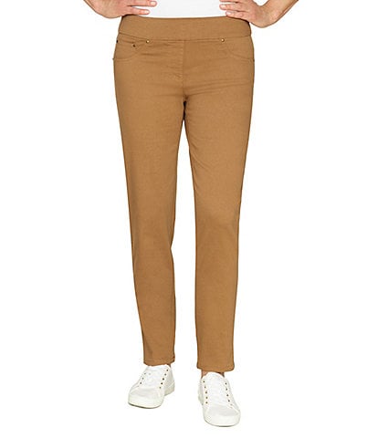 Ruby Rd. Soft Hand Twill Mid Rise Straight Leg Pull-On Ankle Pants