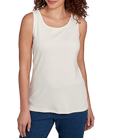 Ruby Rd. Solid Ribbed Knit Scoop Neck Sleeveless Tank