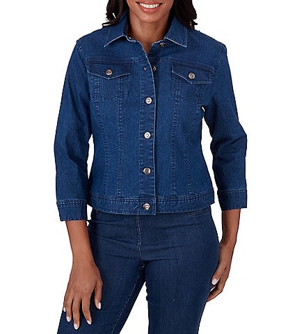 Ruby Rd. Stretch Denim 3/4 Sleeve Button-Front Jacket