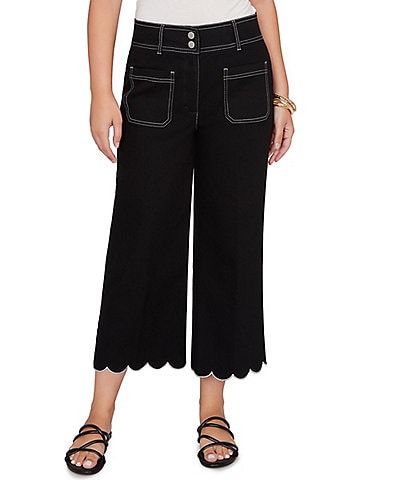 Ruby Rd. Stretch Denim Patch Pocket Scalloped Hem Cropped Pants