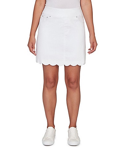 Ruby Rd. Stretch Denim Scalloped Hem Pull-On Skort