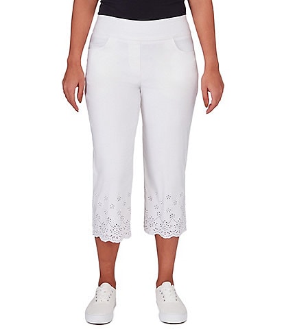 Ruby Rd. Stretch Embroidered Eyelet Hem Pull-On Pants