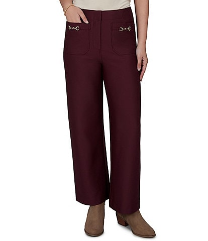 Ruby Rd. Textured Pique Knit Heat Set Patch Pocket Ankle Pants