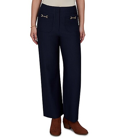 Ruby Rd. Textured Pique Knit Heat Set Patch Pocket Ankle Pants