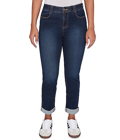 Ruby Rd. Ultra-Soft Rolled Hem Girlfriend Jeans