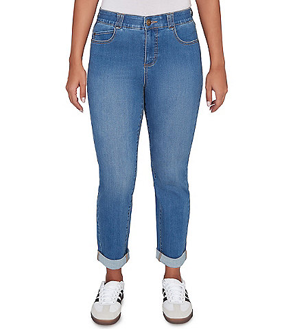 Ruby Rd. Ultra-Soft Rolled Hem Girlfriend Jeans