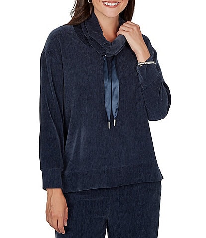 Ruby Rd. Velveteen Cowl Neck Long Sleeve Pullover