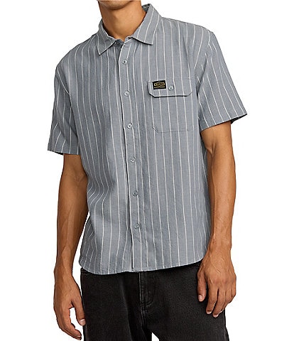 RVCA Dayshift Striped Short Sleeve Chambray Shirt