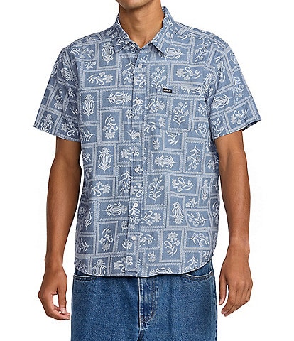 RVCA Frame Short Sleeve Printed Woven Chambray Shirt