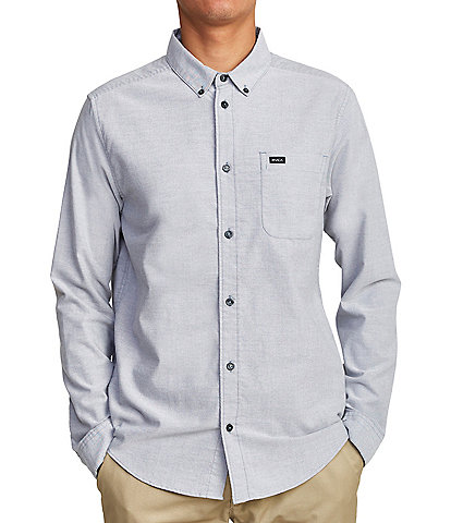 RVCA Long Sleeve That'll Do Stretch Solid Oxford Shirt