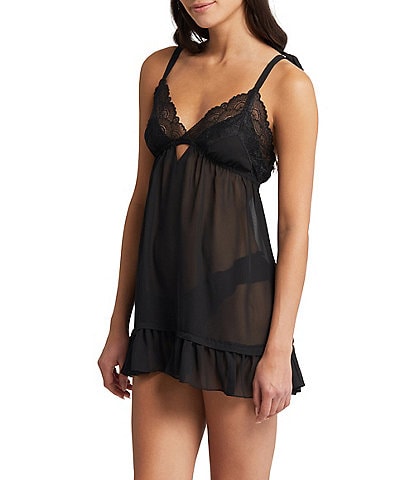 Rya Collection Dahlia Chiffon Babydoll & Ruffled-Edged Bikini Panty