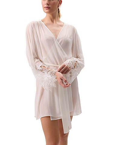 Rya Collection Delight Long Sleeve Open Lapel Short Bridal Robe