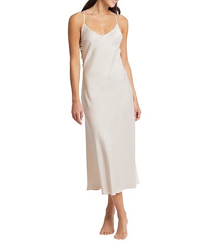 Rya Collection Kiss Solid Charmeuse Embroidered Tulle Back Gown