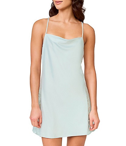 Rya Collection Lace Charmeuse Cowl Neck Sleeveless Solid Chemise