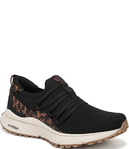 Ryka Women's Jump Start Lace Stretch Leopard Print Knit Slip On Sneakers