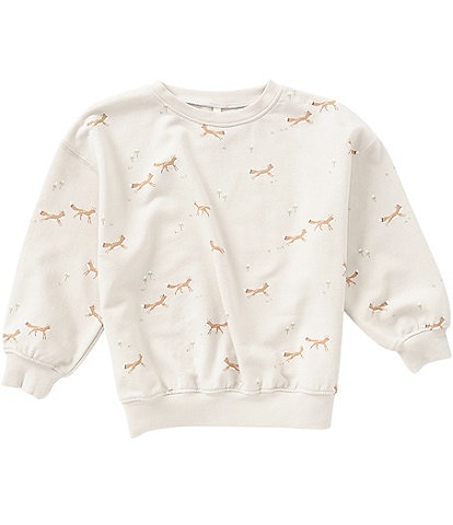 Rylee + Cru Little Boys Long Sleeve Fox Print Pullover Sweatshirt