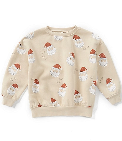 Rylee + Cru Little Boys Long Sleeve Santa Print Pullover Sweatshirt