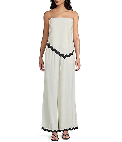 Sadie & Sage Linen Blend Asymmetrical Ric Rac Trim Coordinating Tube Top