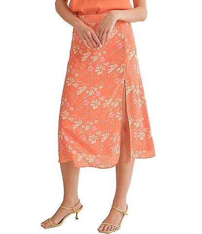 Sage The Label Aurora Floral Side Slit Midi Skirt