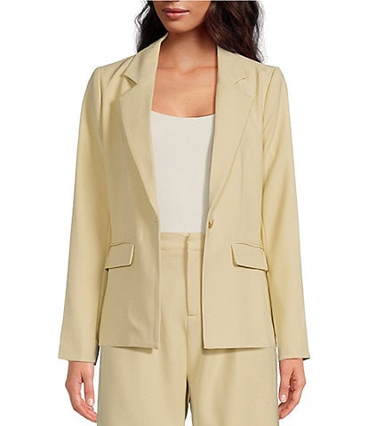 Sage The Label Open Collar Neck One Button Long Sleeve Coordinating Blazer