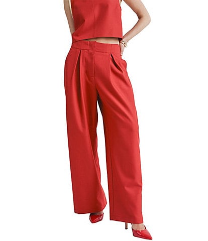 Sage The Label Take Action Wide Leg Pleated Trouser Pants
