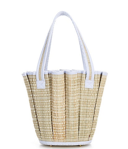SAIL to SABLE x SARAH & MOLLY Pleated Woven Natural Grass Mini Tropez Tote Bag