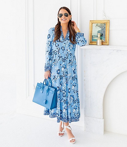 SAIL to SABLE x Style Charade Anne Placid Floral Print Long Sleeve Midi Dress