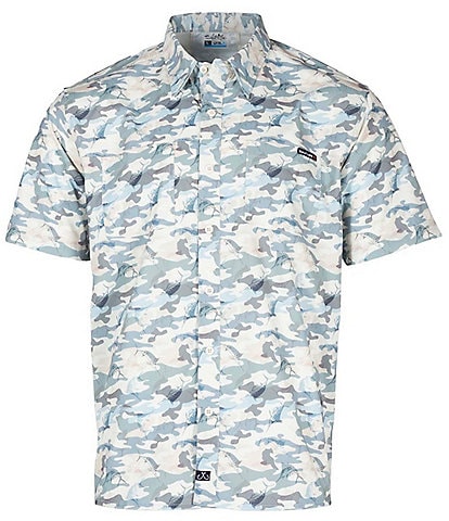 Salt Life Aqua Ambush Camouflage Printed Short Sleeve Performance Woven Shirt