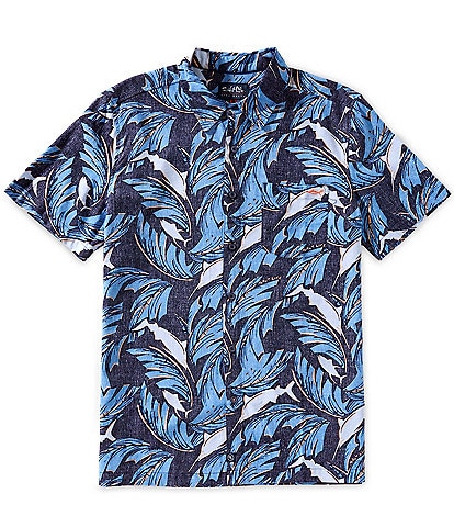 Salt Life Palm Promenade Short Sleeve Allover Reverse Print Woven Shirt