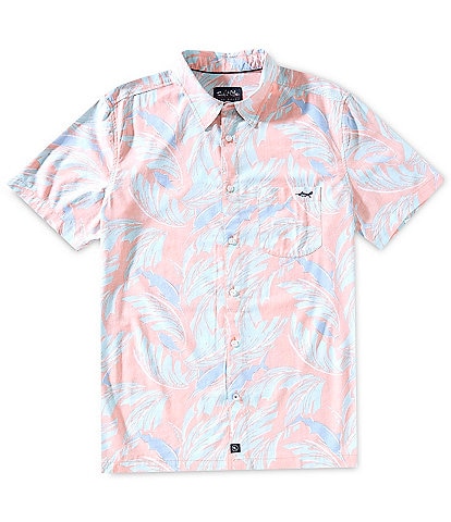Salt Life Palm Promenade Short Sleeve Allover Reverse Print Woven Shirt
