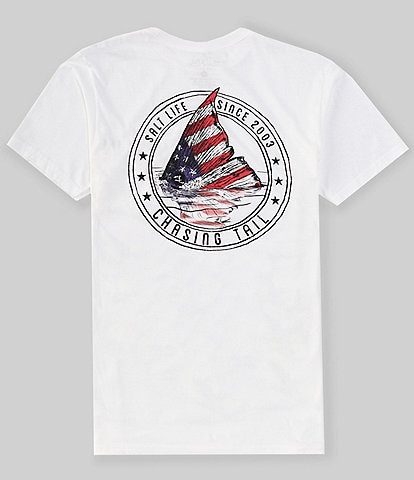 Salt Life Red Fish Stars & Stripes Short Sleeve Pocket Graphic T-Shirt