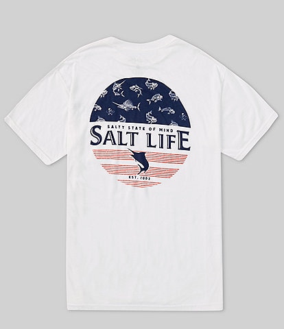 Salt Life Short Sleeve Salty Honor Bones Americana Heathered Graphic T-Shirt