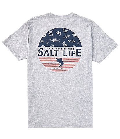 Salt Life Short Sleeve Salty Honor Bones Americana Heathered Graphic T-Shirt