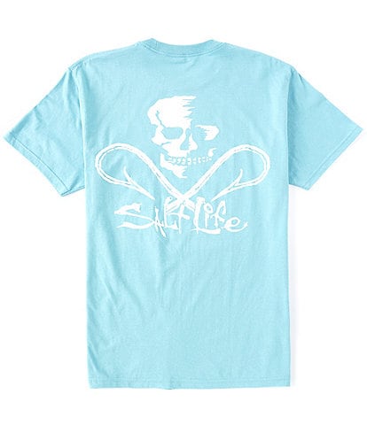 Salt Life Skull And Hooks Screen Print Short Sleeve Pocket T-Shirt
