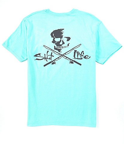 Salt Life Skull And Poles Short Sleeve Graphic Pocket T-Shirt