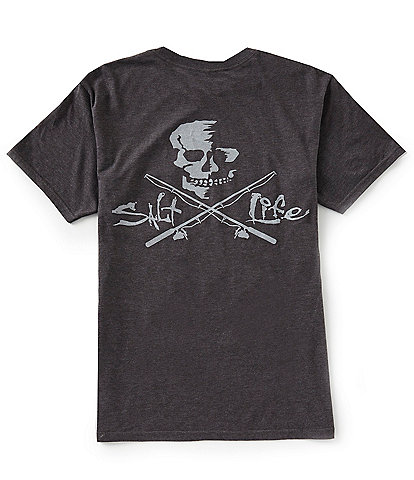 Salt Life Skull And Poles Short Sleeve Graphic Pocket T-Shirt