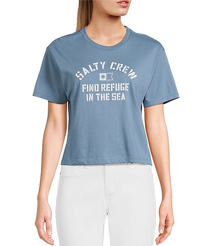 Salty Crew Boat Shop Short Sleeve Cropped T-Shirt