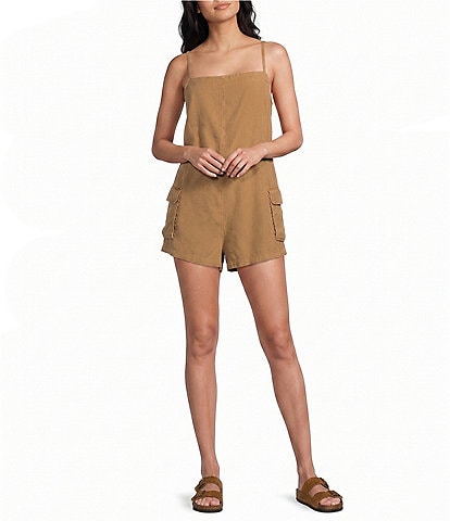 Salty Crew Driftwood Sleeveless Vintage-Washed Twill Romper