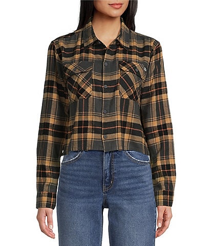 Salty Crew Long Sleeve Stay Golden Plaid Flannel Shirt