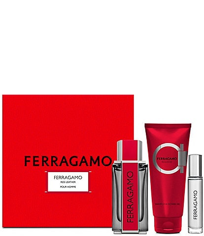 Salvatore Ferragamo Ferragamo Red Leather Men's Eau de Parfum 3-Piece Gift Set