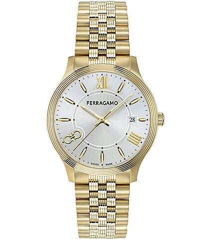 Salvatore Ferragamo Men's Duo Analog Gold Tone Stainless Steel Bracelet Watch