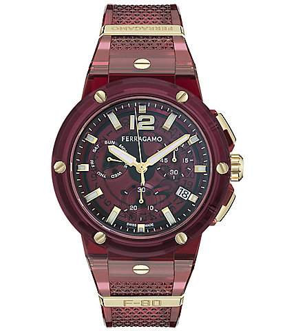 Salvatore Ferragamo Men's F-80 Translucent Chronograph Strap Watch