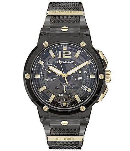 Salvatore Ferragamo Men's F-80 Translucent Chronograph Strap Watch