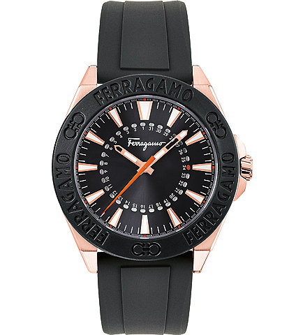 Salvatore Ferragamo Men's Ferragamo Quartz Analog Black Silicone Strap Watch