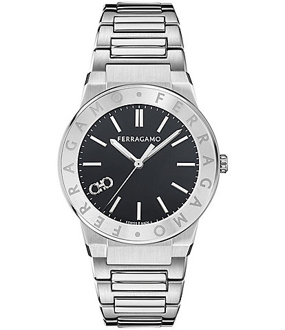 Salvatore Ferragamo Men's Ferragamo Sapphire Logo Quartz Analog Stainless Steel Bracelet Watch